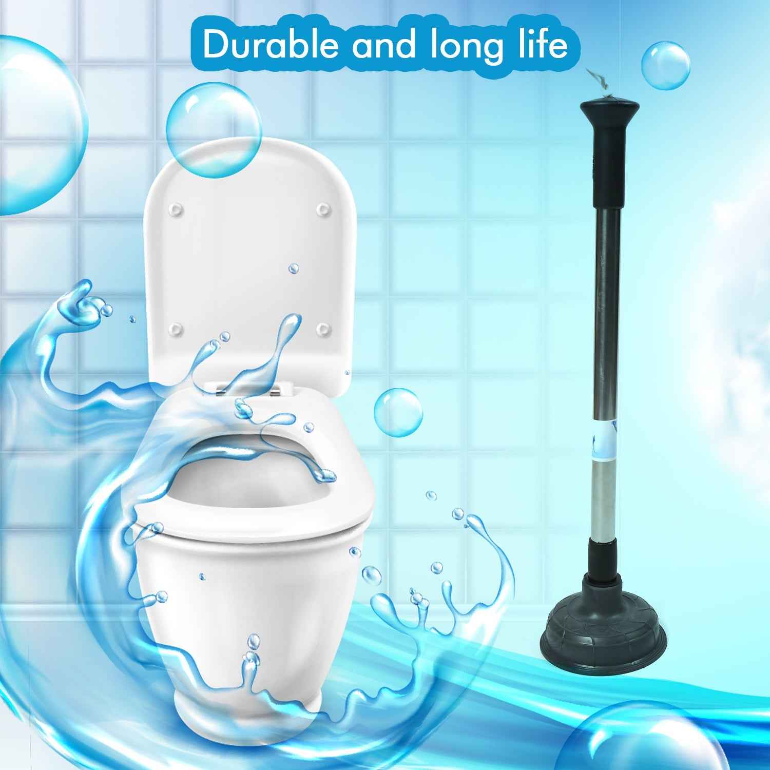 Drain Unblocker Pump – Heavy Duty Rubber Plunger | Velvet Wipe
