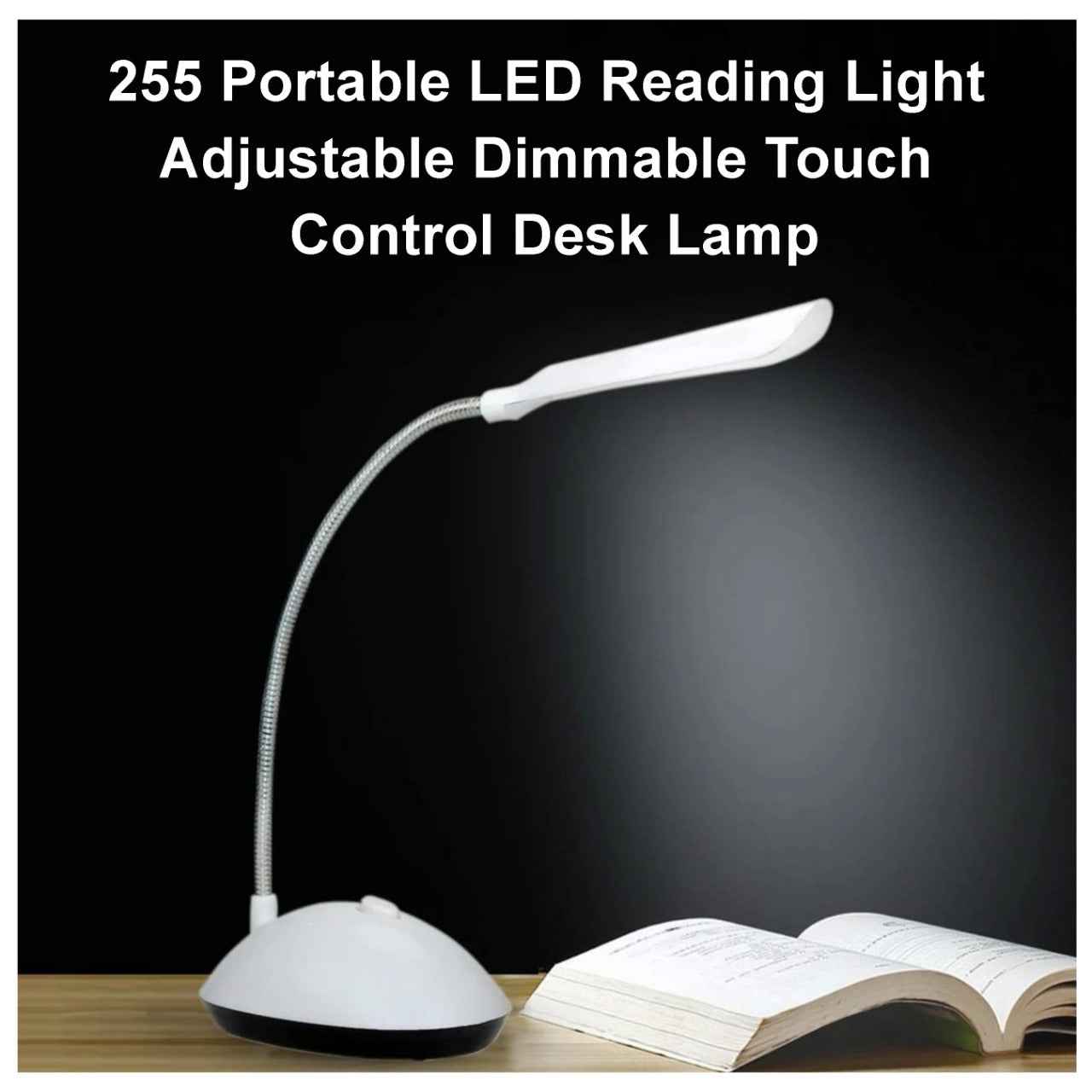 Compact portable LED reading light with sleek touch controls.