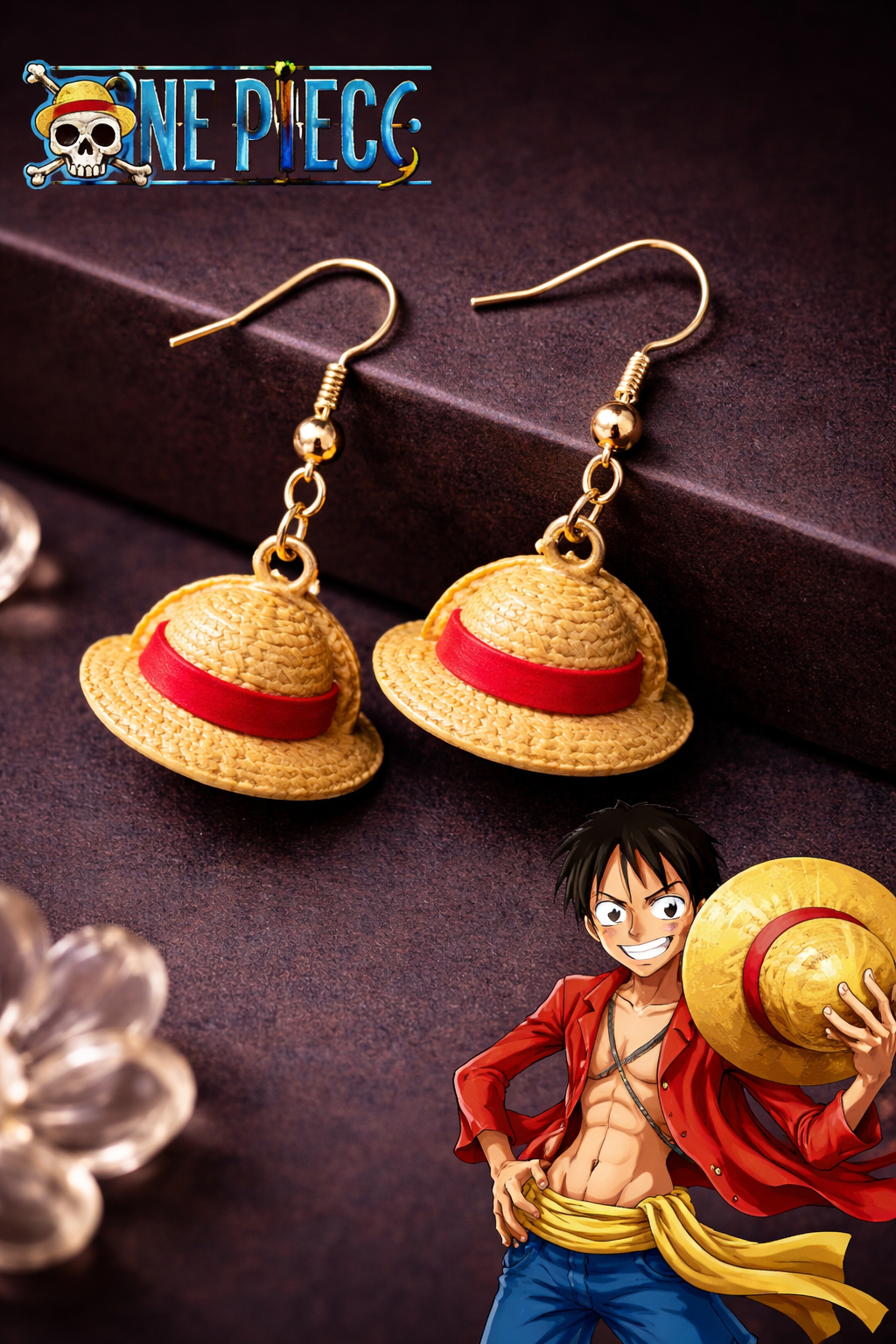 One-piece Luffy Straw hat earrings