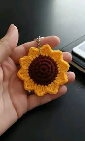 Crochet cute sunflower keychain