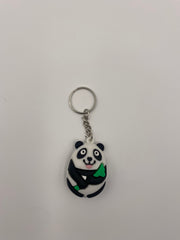 Cute Panda with Bamboo rubber keychain (1033)