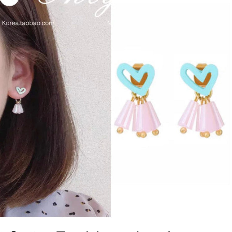 Simple Korean style earrings - Blue
