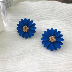 Crysanthemum flower earrings - Blue (2009)