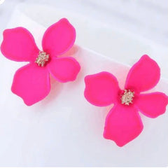 Korean style flower earrings -Pink (2006)