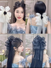 Flair Fascinators Hair Claw with Long Tail Ribbon Big Bow
