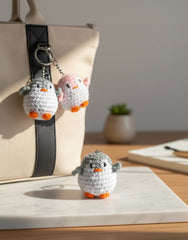 Crochet Cute penguin couple keychain