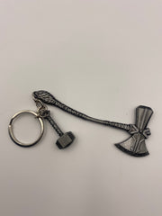 Thor Axe and hammer keychain