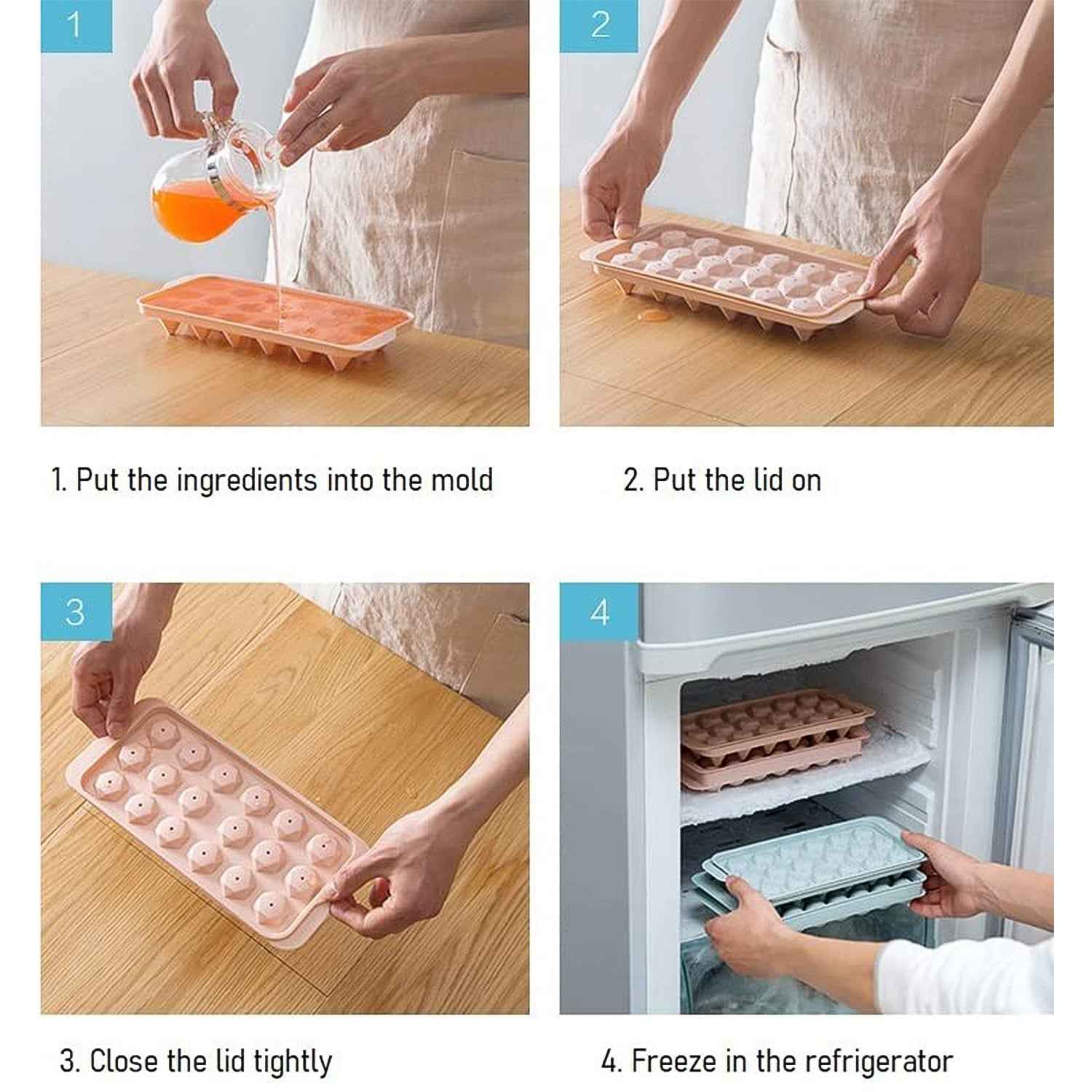 Plastic Ice Cube Tray – 18 Diamond Cavities for Easy Release