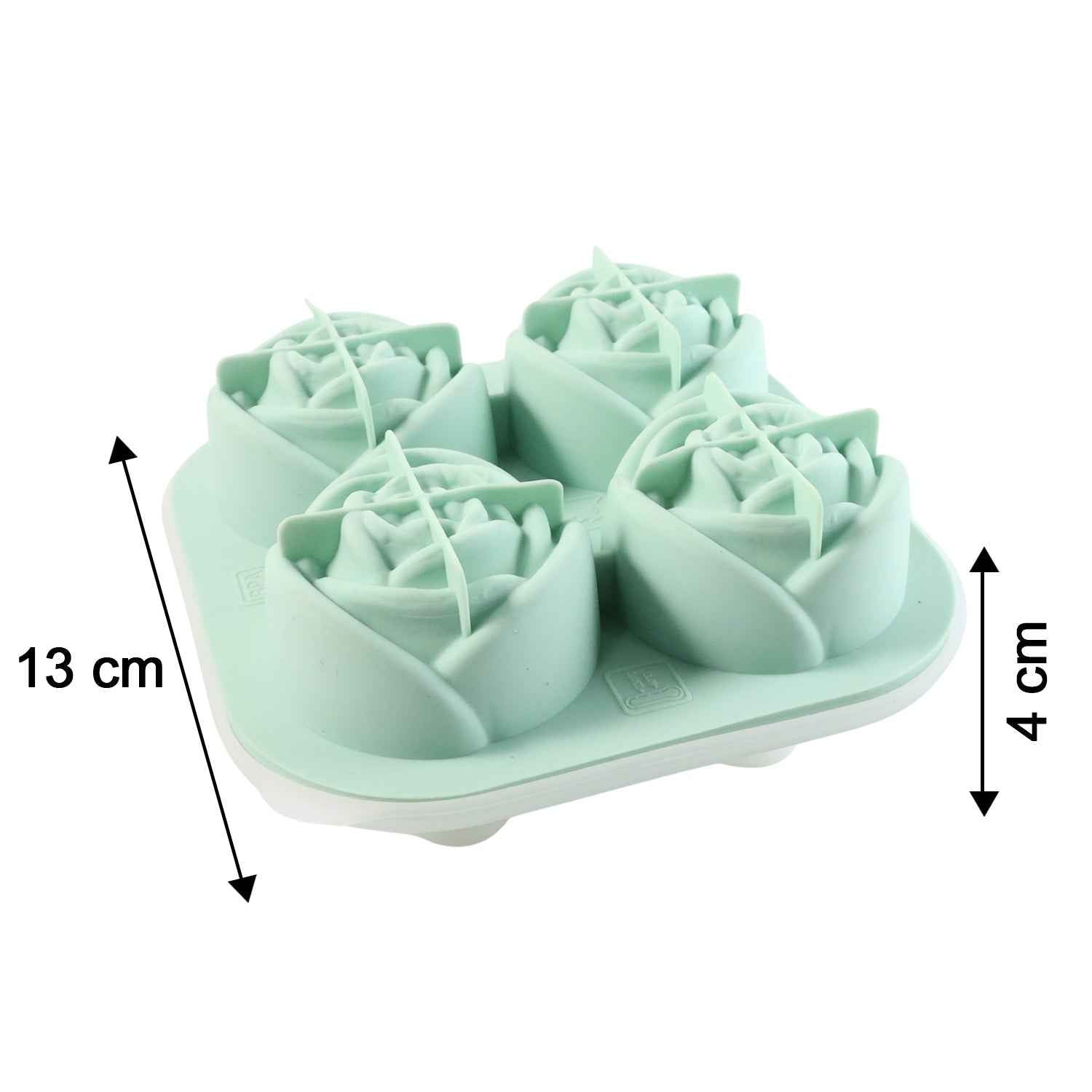 Rose Shape Ice Cube Tray – 4-Grid Silicone Mold with Lid