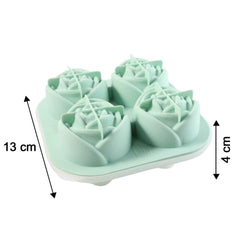 Rose Shape Ice Cube Tray – 4-Grid Silicone Mold with Lid