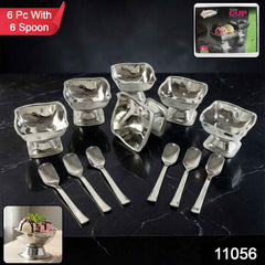 Stainless Steel Ice Cream Cup Set – Elegant 6-Piece Dessert Bowls