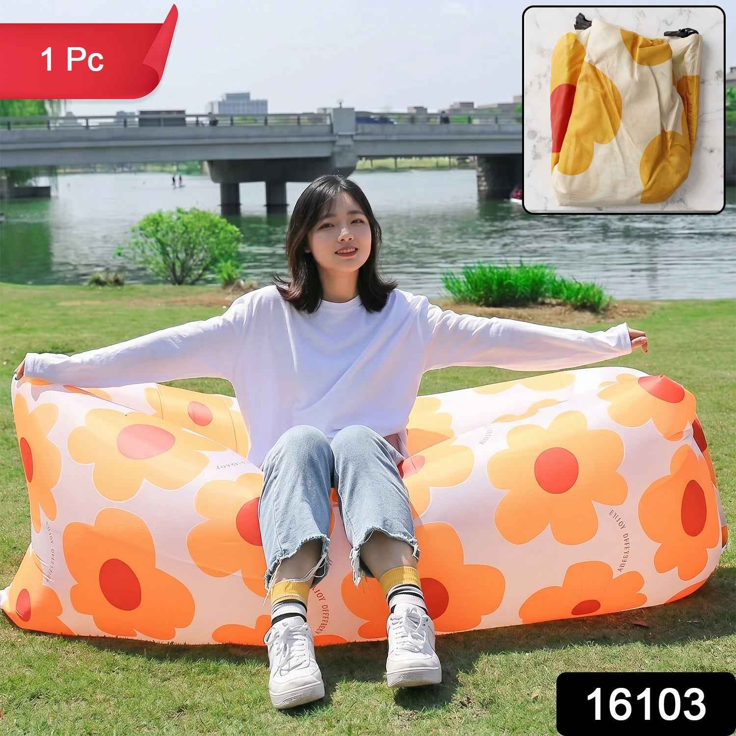 Inflatable Lounger Ð Portable Floral Print Outdoor Couch