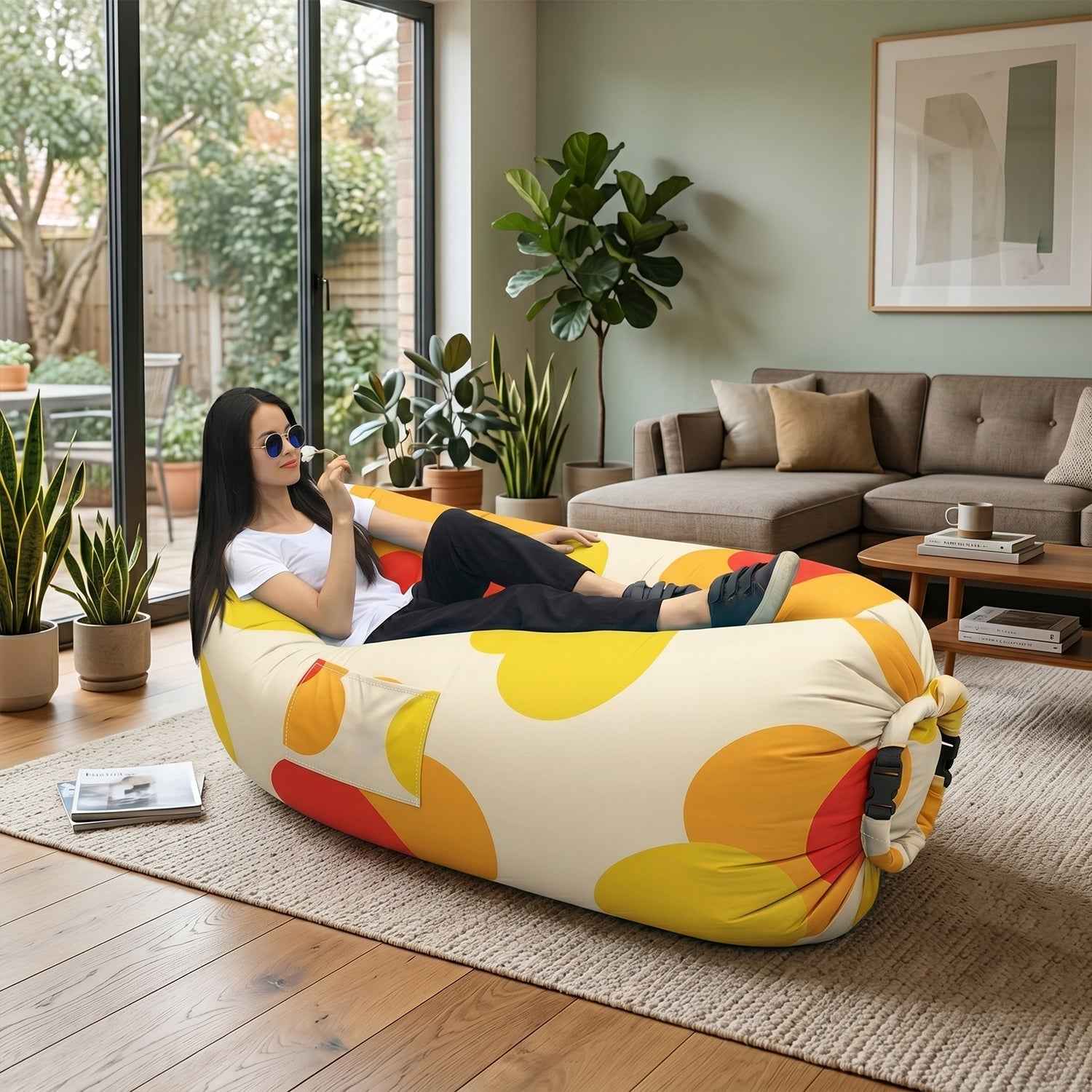 Inflatable Lounger Ð Portable Floral Print Outdoor Couch