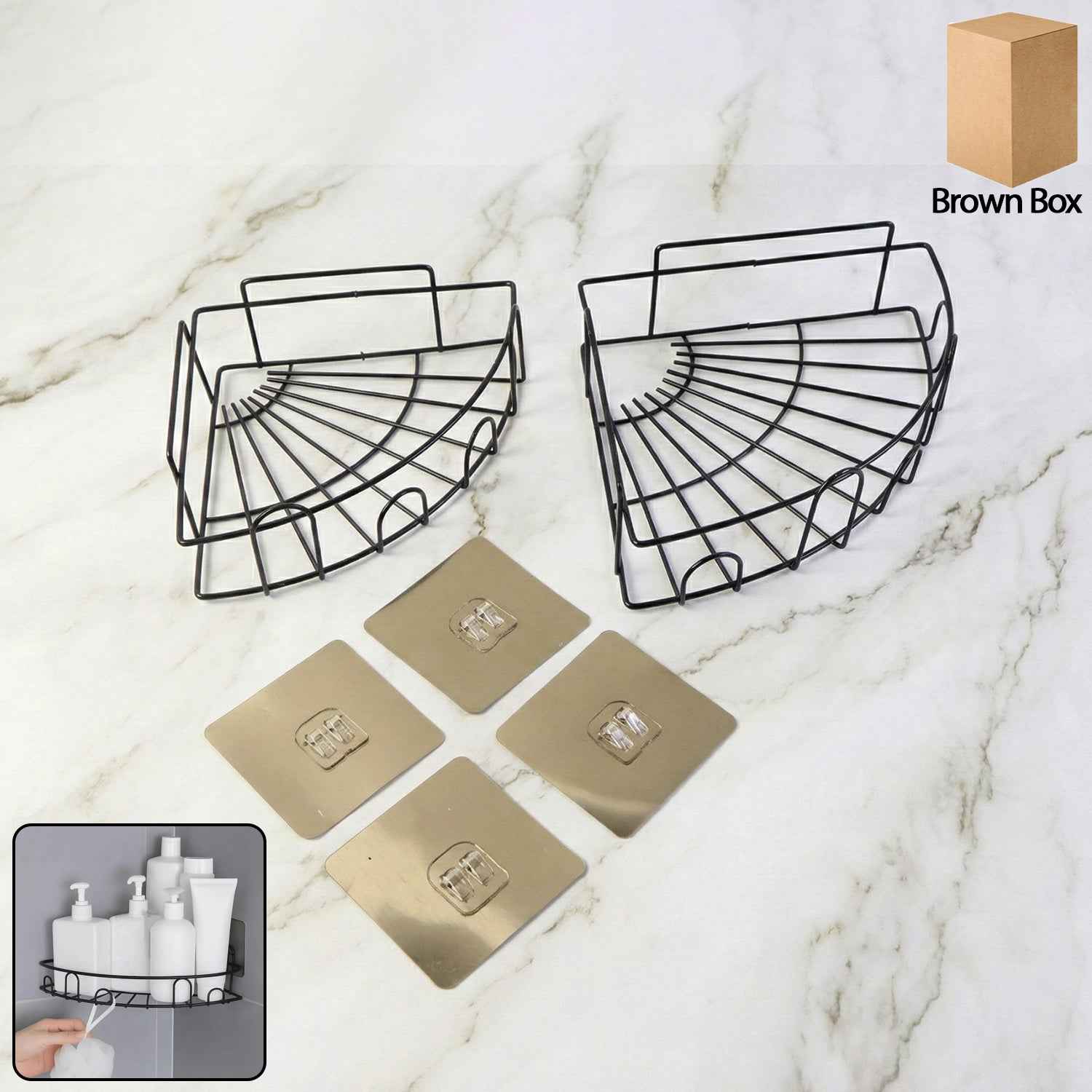 Shower Caddy Corner – 2 Pc Iron Bathroom Organizer | Mist & Relax