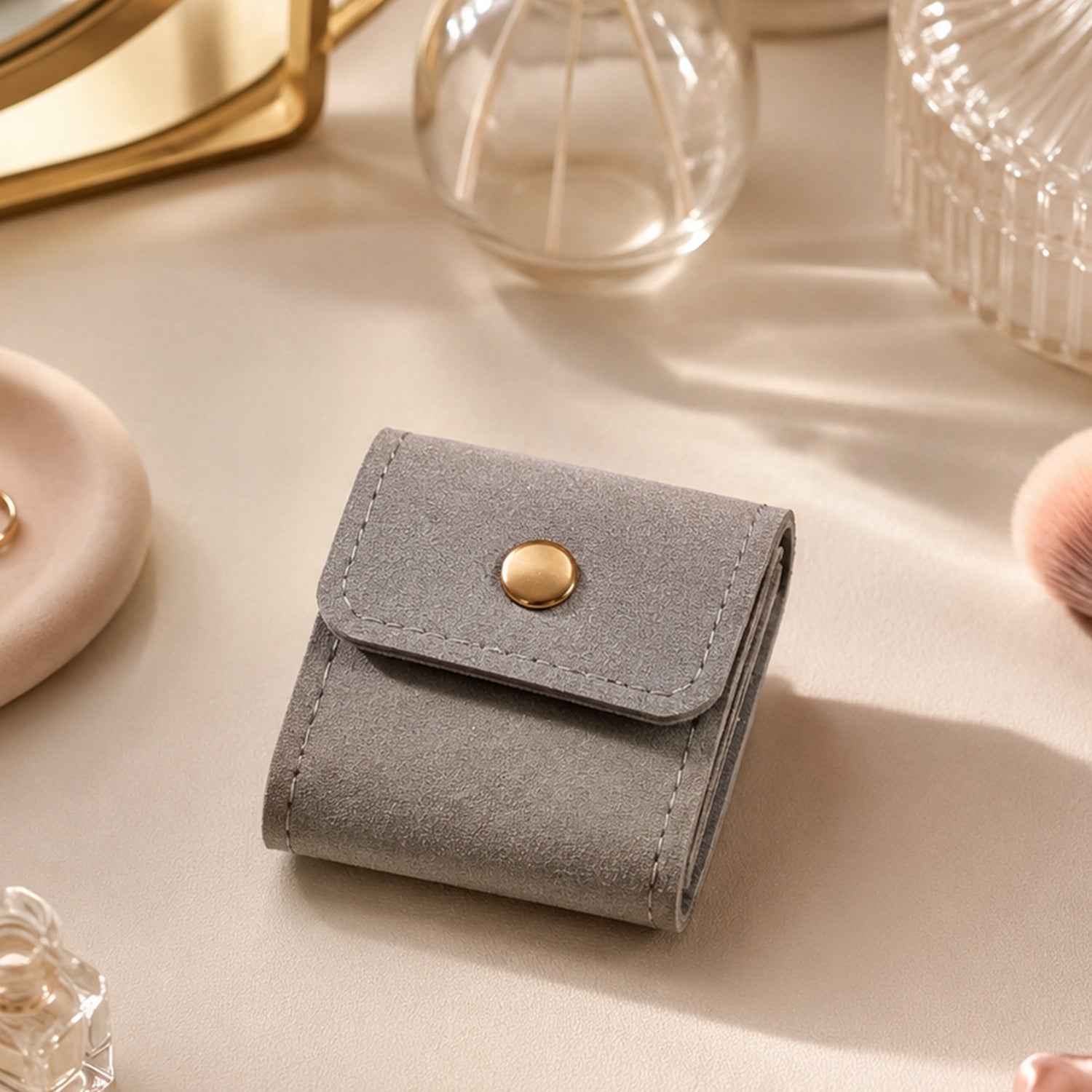 Portable Travel Jewelry Roll Bag, 4 Pocket Foldable Organizer Pouch (1 Pc)