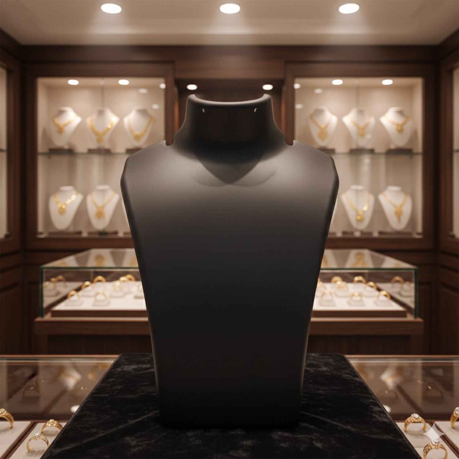 Necklace Display Stand – Premium Black Mannequin Bust 15x11 cm