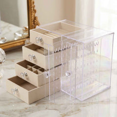 Acrylic Jewelry Organizer Box, Multi-Drawer Velvet Storage for Rings (1 Set)
