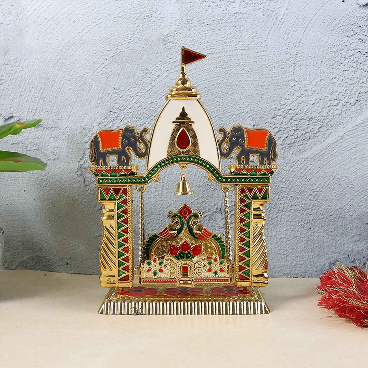 Pooja Jhula Mandir – Traditional Decorative Idol Swing with Bell