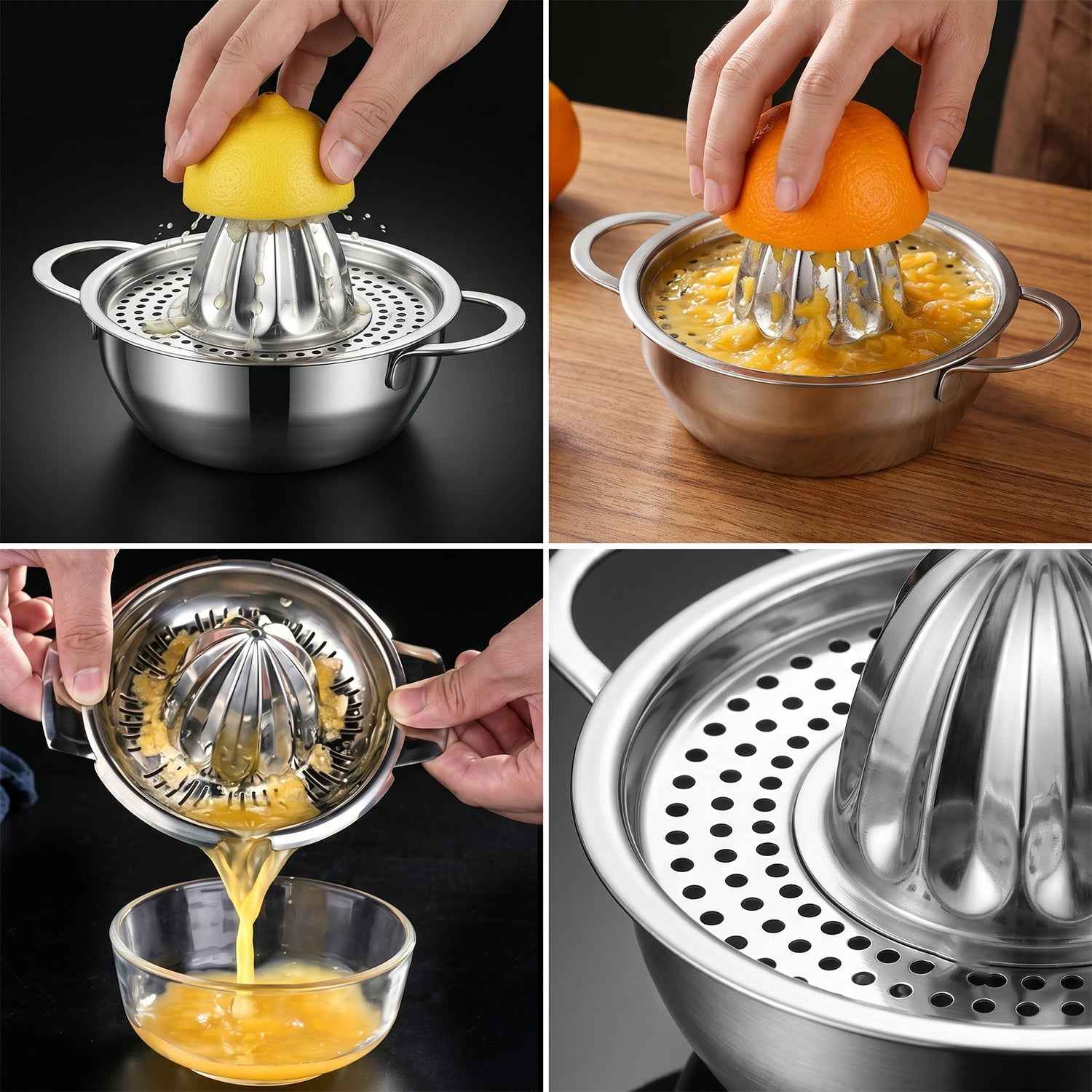 Stainless Steel Citrus Juicer – Manual Hand Press for Fresh Juice