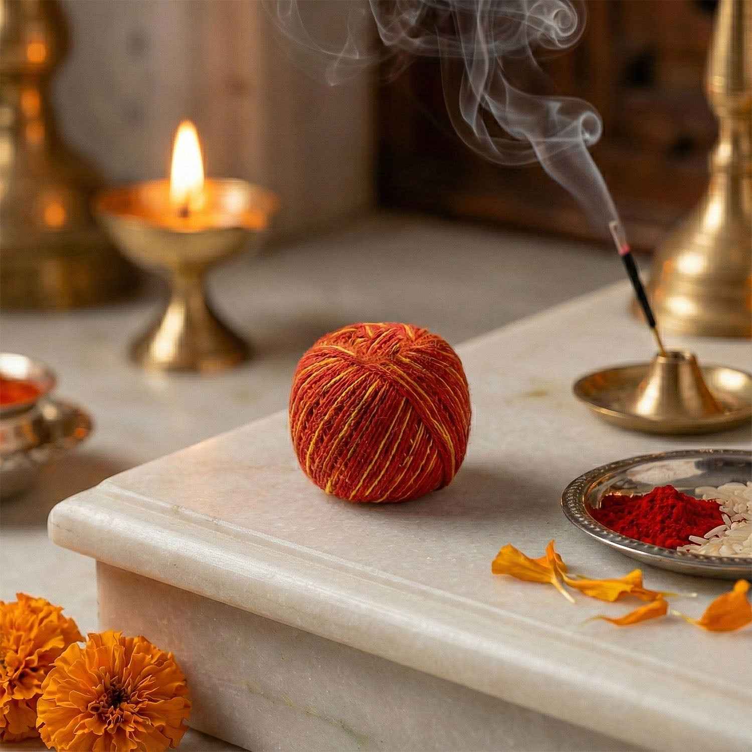 Sacred Cotton Thread Set – 48 Pooja Kalawa Balls for Rituals