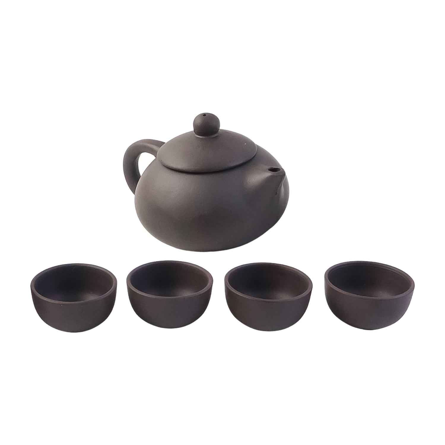 Matte Black Ceramic Tea Set – Elegant Teapot with 4 Cups