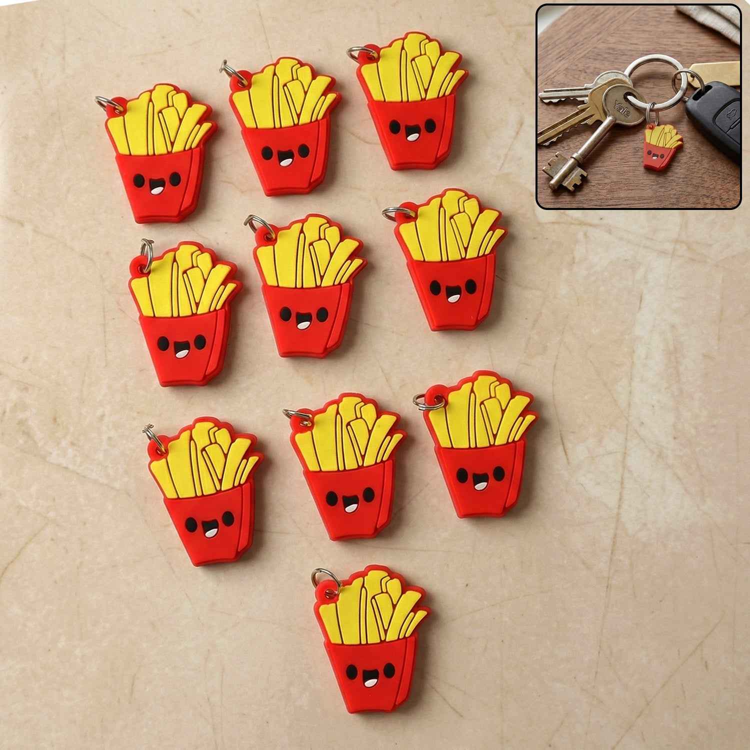 French Fries Bag Charm Keychain – Fun Food-Themed Accessory