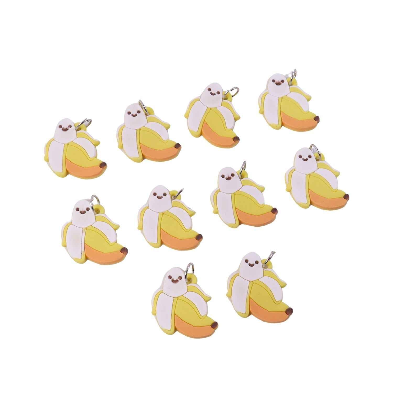 Cartoon Banana Keychains – Cheerful 10pc Set for Bags & Keys