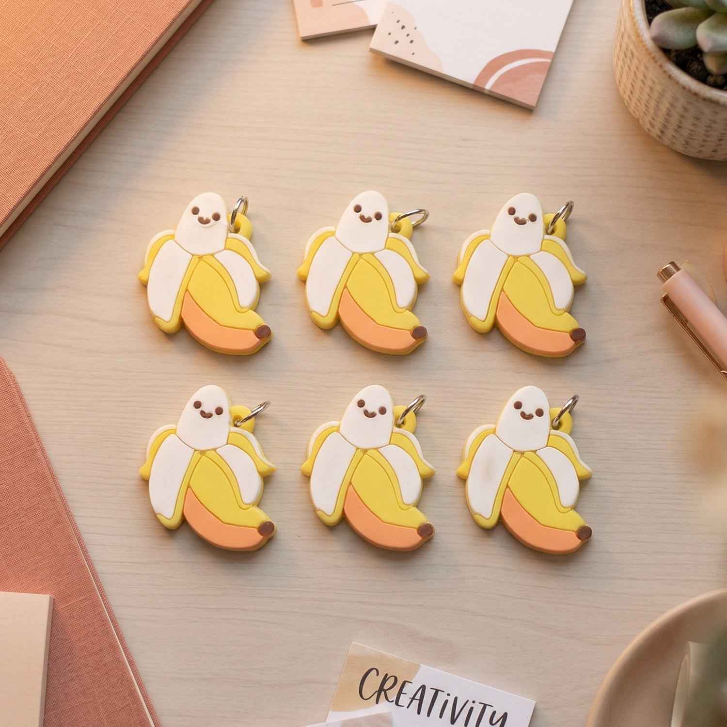 Cartoon Banana Keychains – Cheerful 10pc Set for Bags & Keys