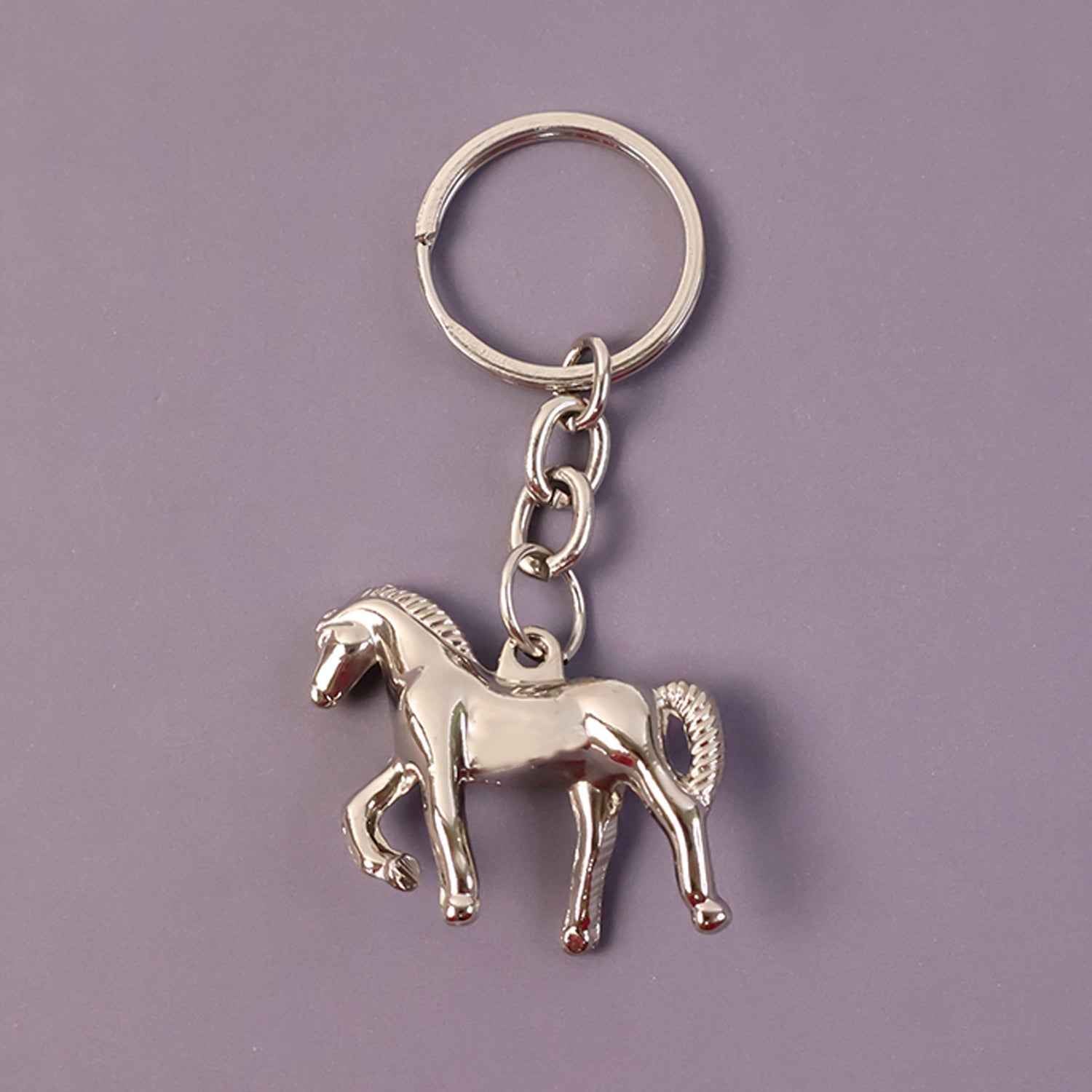 Metallic Horse Keychain – Durable Polished Chrome Accessory