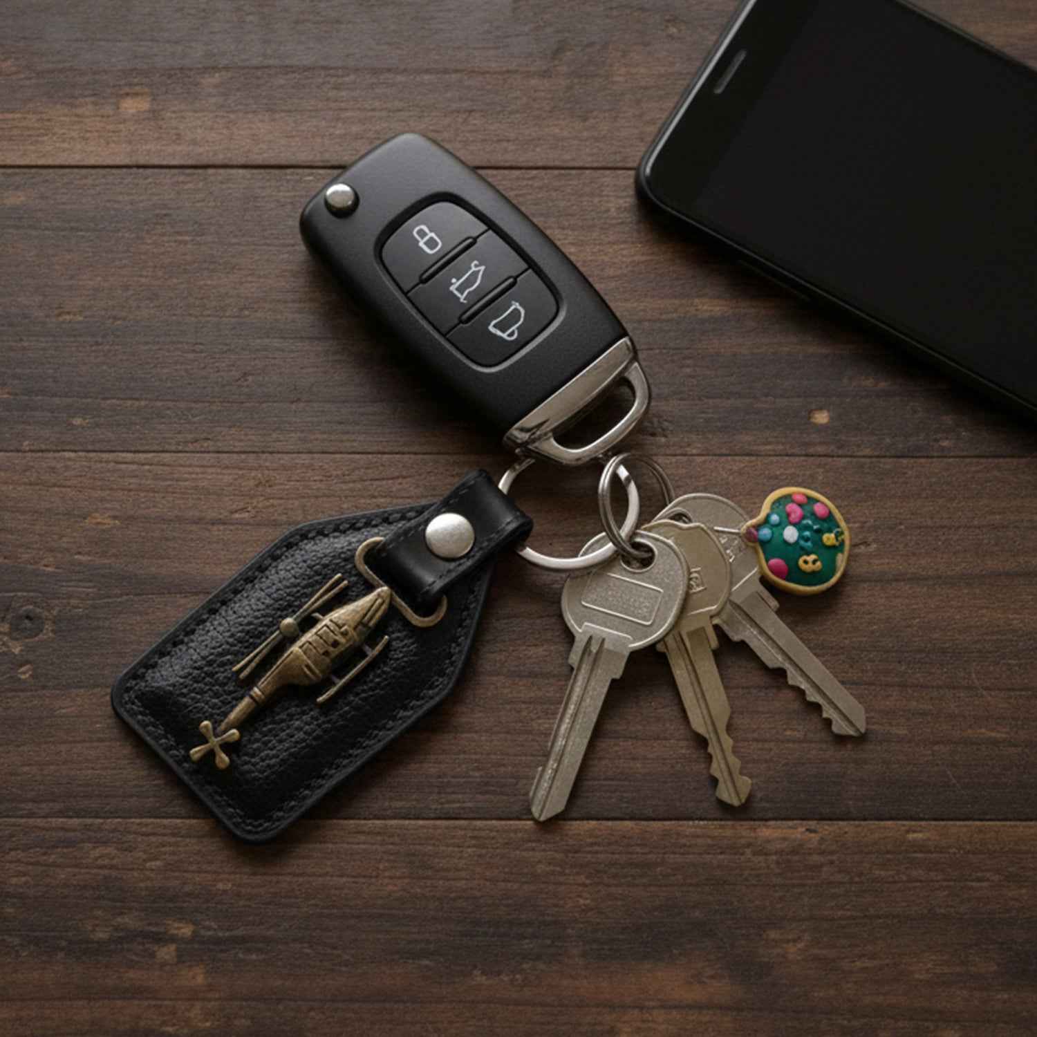 Leather Finish Metal Sword Keychain – Stylish and Durable Accessory