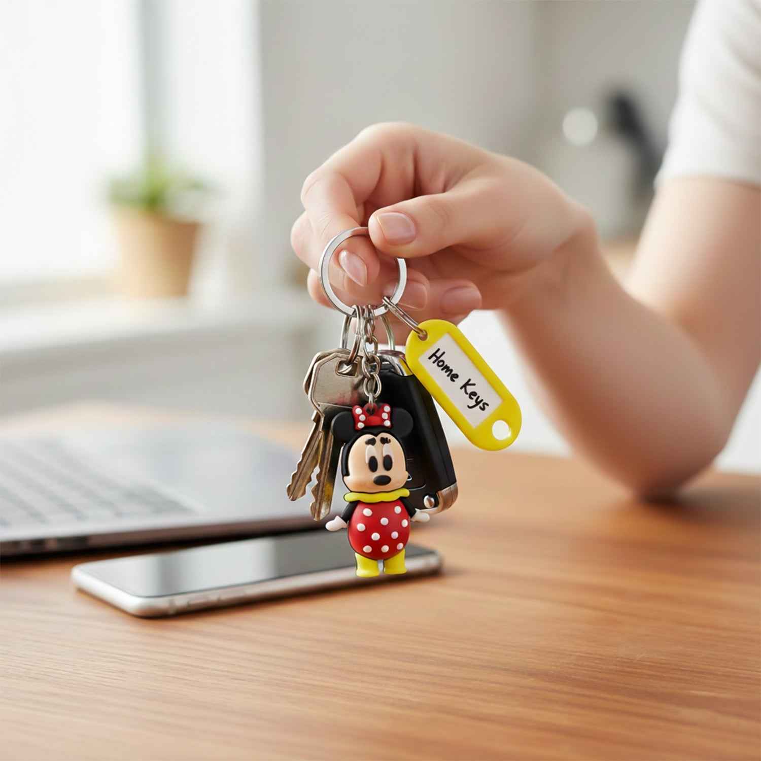 Cartoon Character Keychain with Name Tag – Cute & Practical Accessory