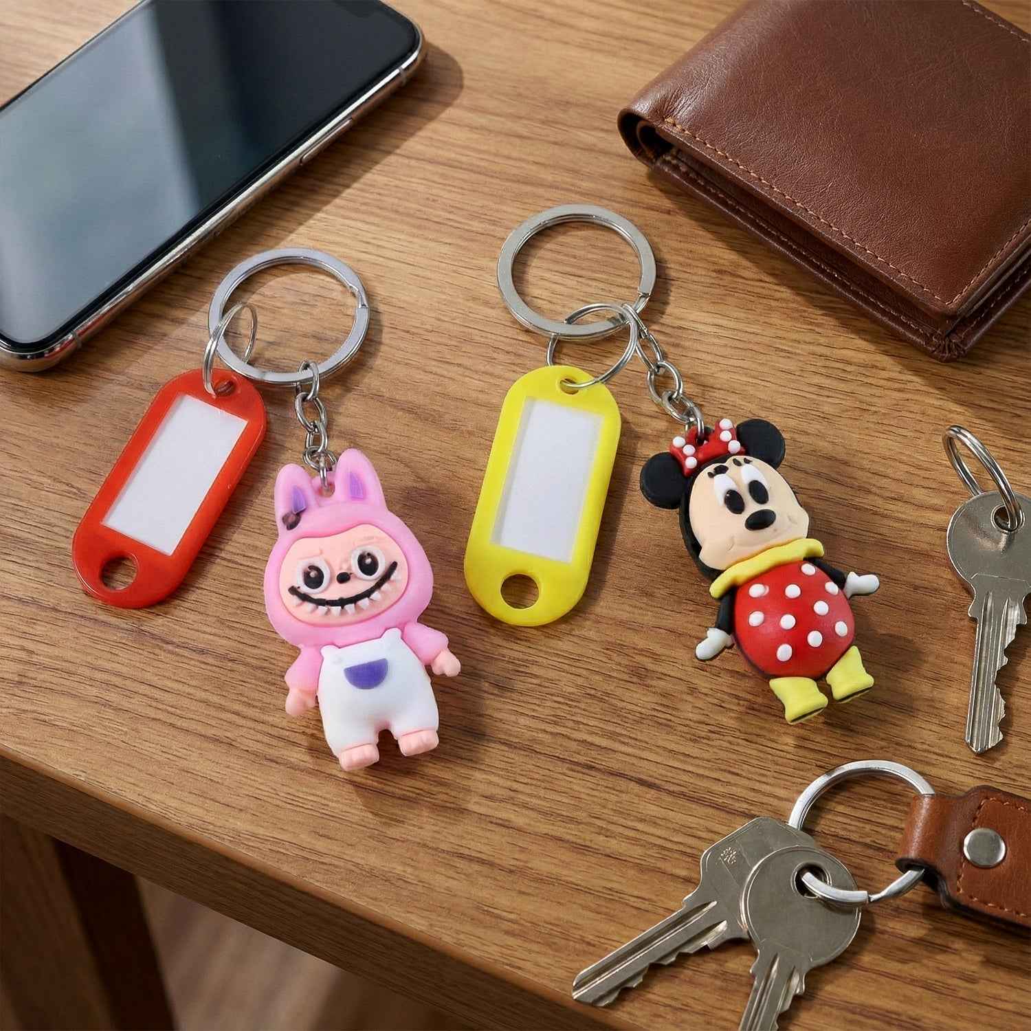 Cartoon Character Keychain with Name Tag – Cute & Practical Accessory