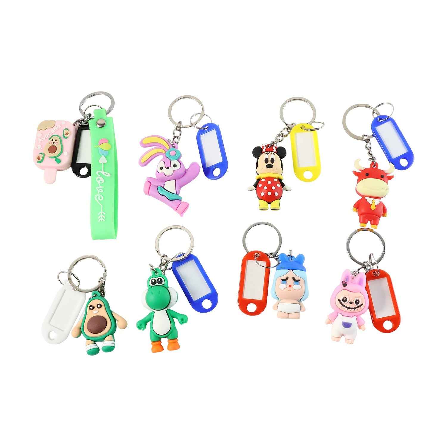 Cartoon Character Keychain with Name Tag – Cute & Practical Accessory