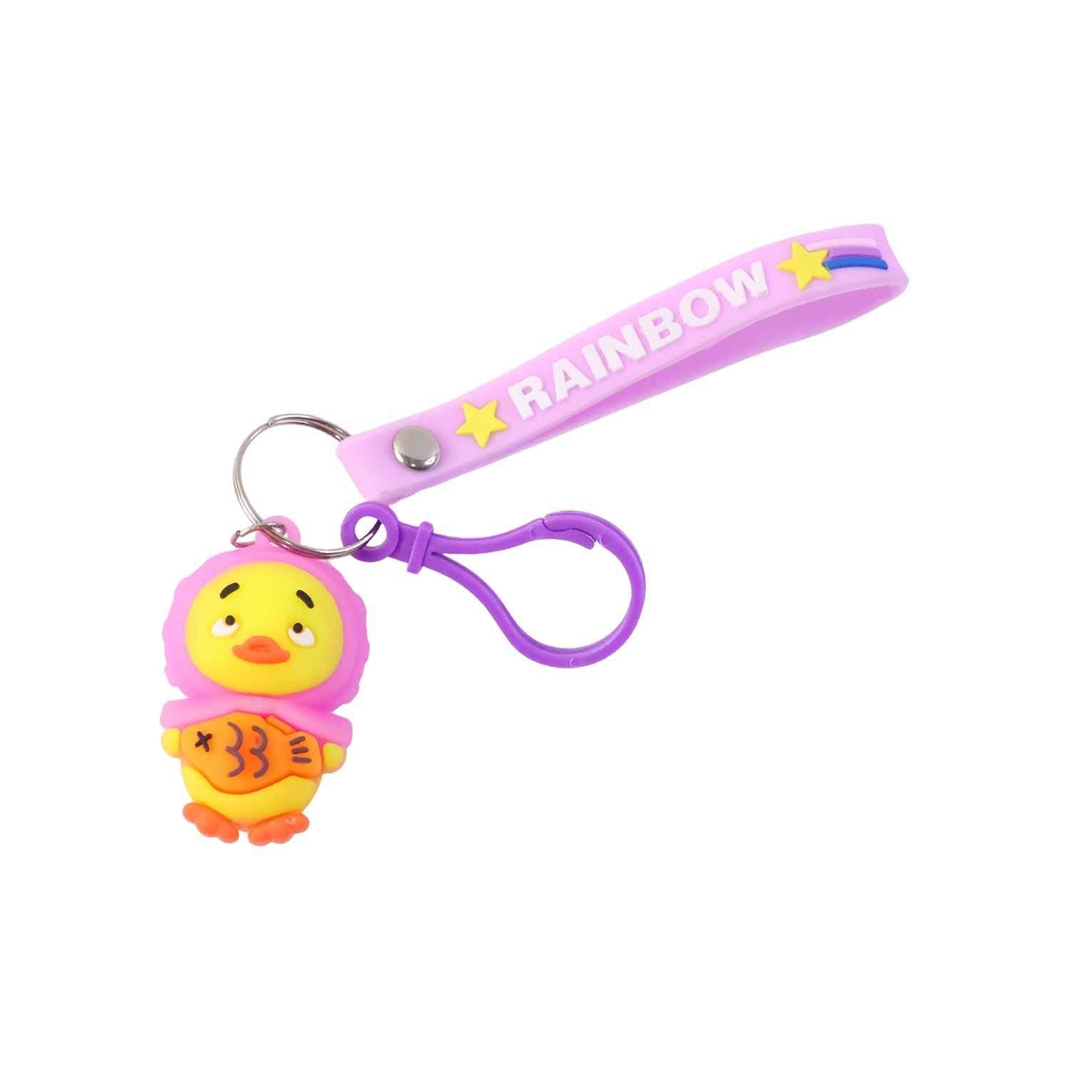 Cartoon Duck Keychain – Cute Rainbow Strap Accessory