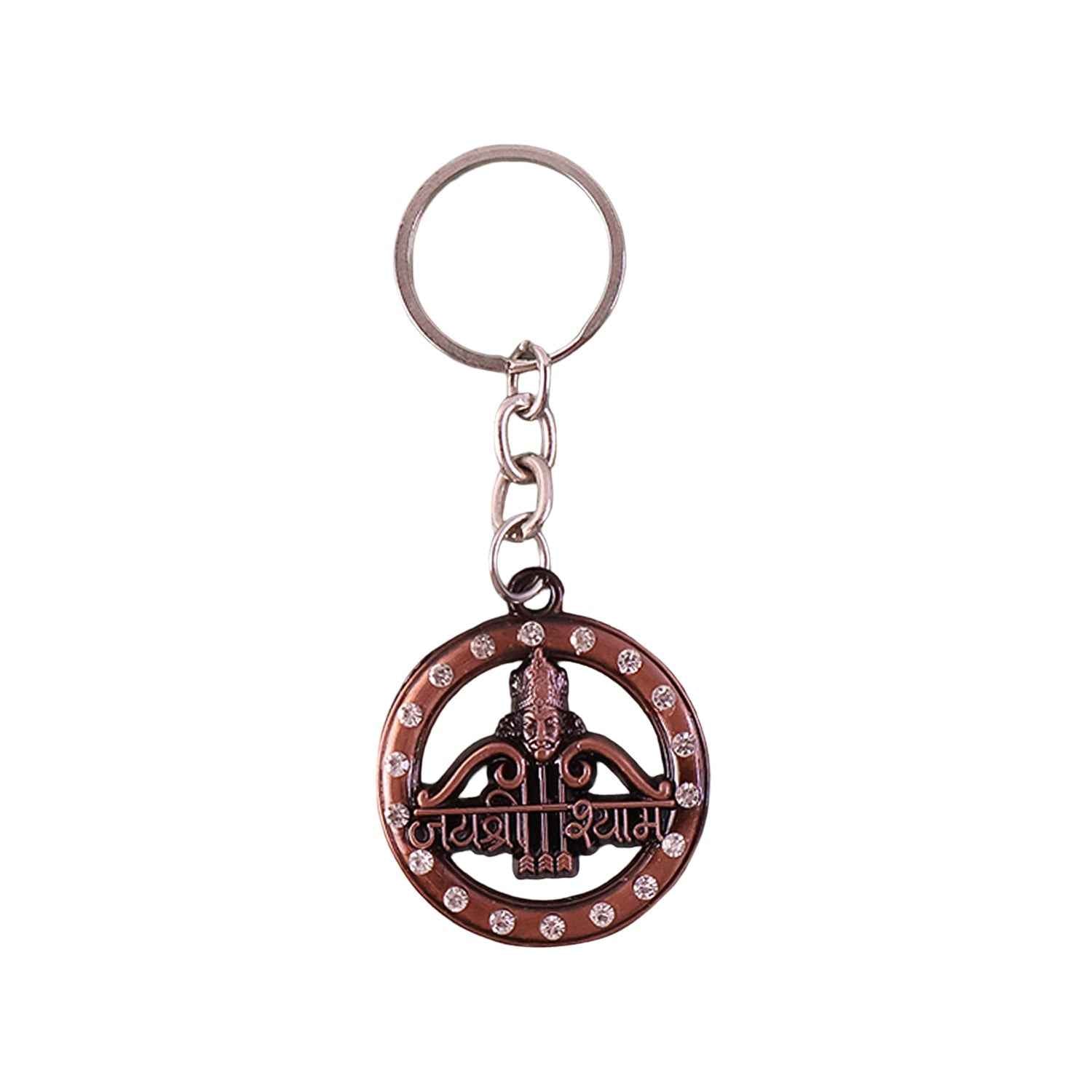 Jai Shree Shyam Keychain – Durable Metal with Crystal Accent