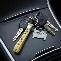 Jeep-Shaped Metal Car Keychain – Stylish Dual-Keyring Set