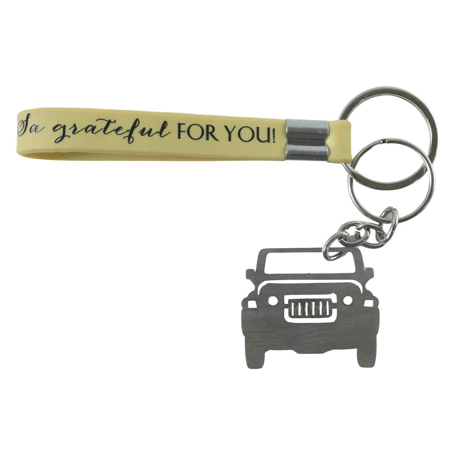 Jeep-Shaped Metal Car Keychain – Stylish Dual-Keyring Set