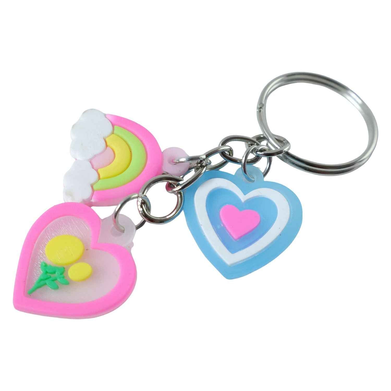 Heart & Rainbow Charm Keychain – Playful Multi-Charm Accessory