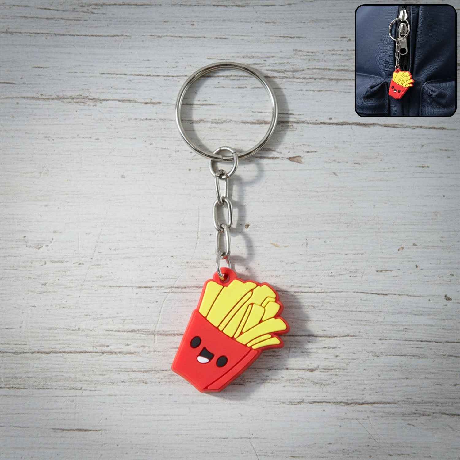 French Fries Keychain – Cute Smiley Cartoon Bag Charm