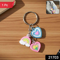 Heart & Rainbow Charm Keychain – Playful Multi-Charm Accessory