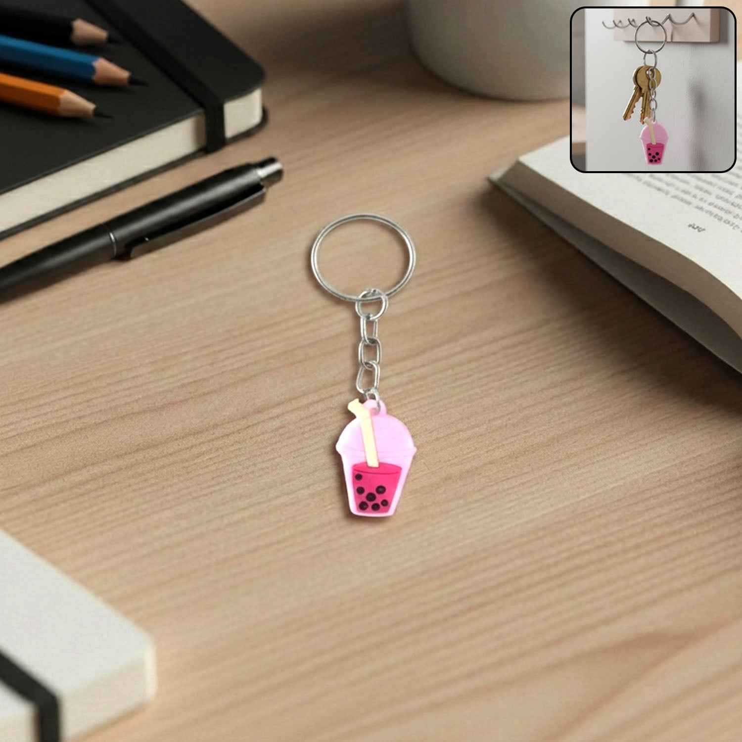 Bubble Tea Keychain – Cute Mini Cup Charm for Bags & Keys