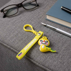 Dinosaur Keychain – Cute Cartoon Charm with Rainbow Strap
