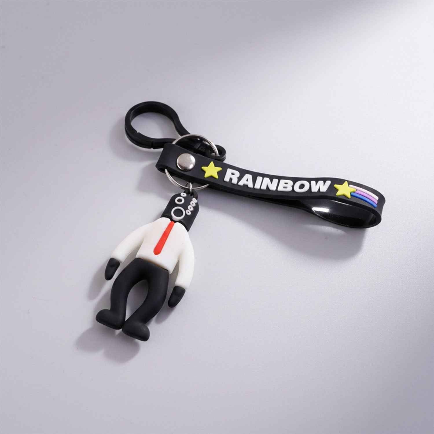 Cartoon Man Keychain – Lightweight with Rainbow Strap