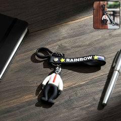 Cartoon Man Keychain – Lightweight with Rainbow Strap