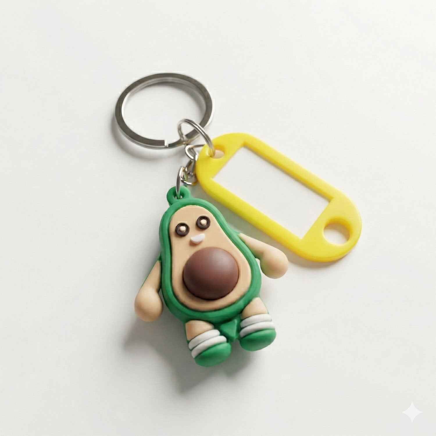 Avocado Cartoon Keychain – Cute Name Tag Holder