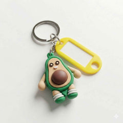 Avocado Cartoon Keychain – Cute Name Tag Holder