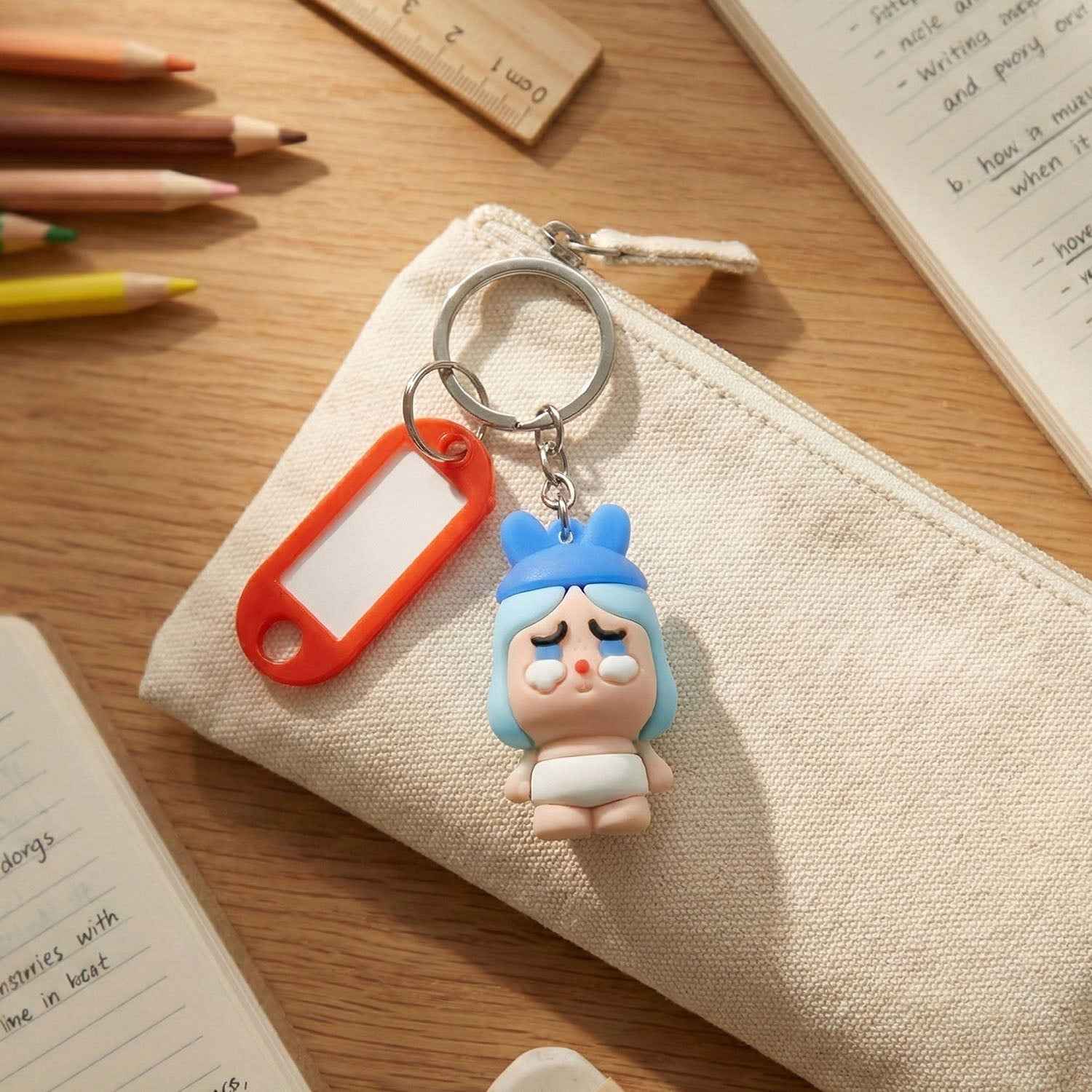 Cartoon Baby Character Keychain – Label Tag Holder for Easy ID