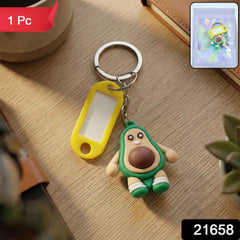 Avocado Cartoon Keychain – Cute Name Tag Holder