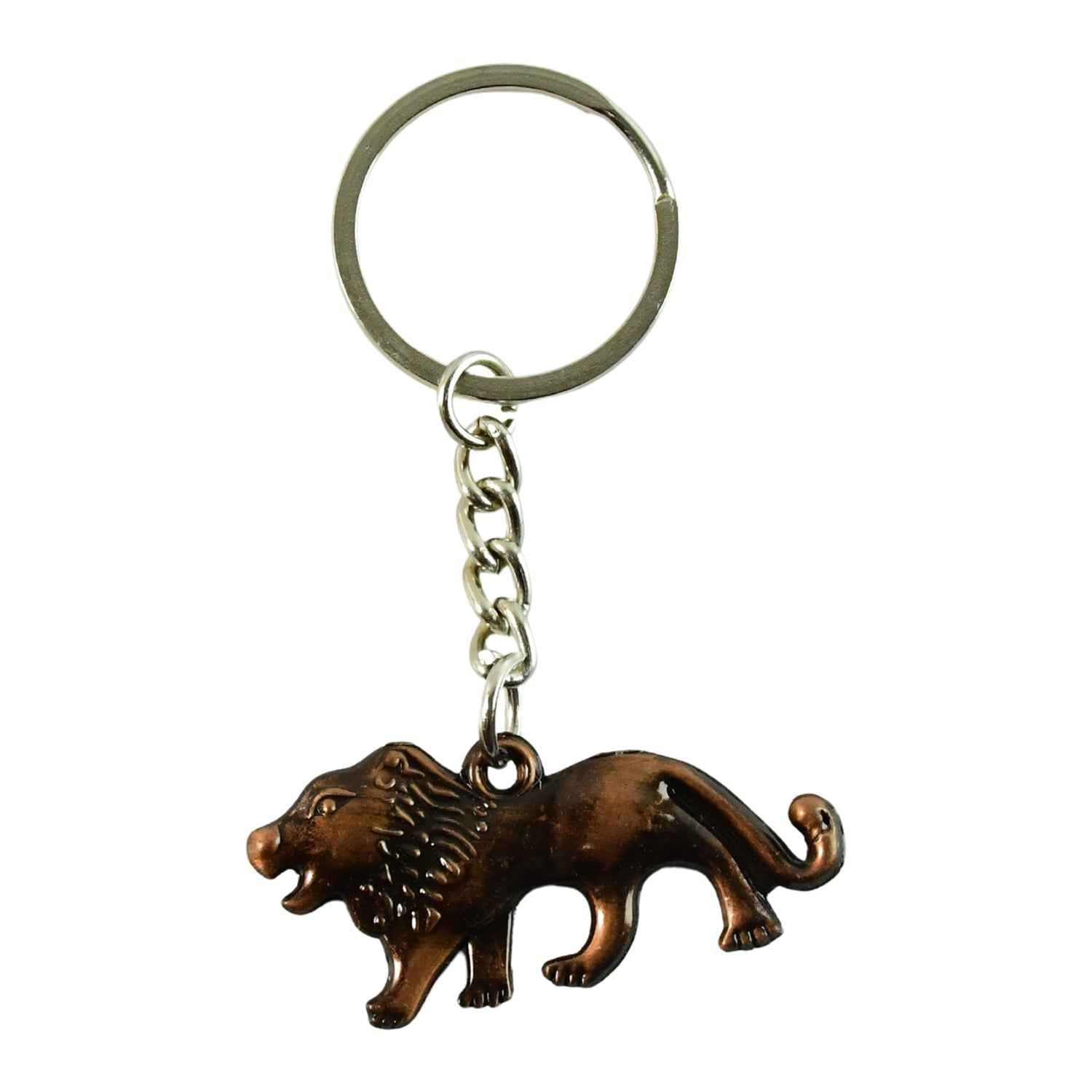 Walking Lion Metal Keychain – Antique Finish Durable Key Holder