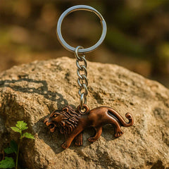 Walking Lion Metal Keychain – Antique Finish Durable Key Holder